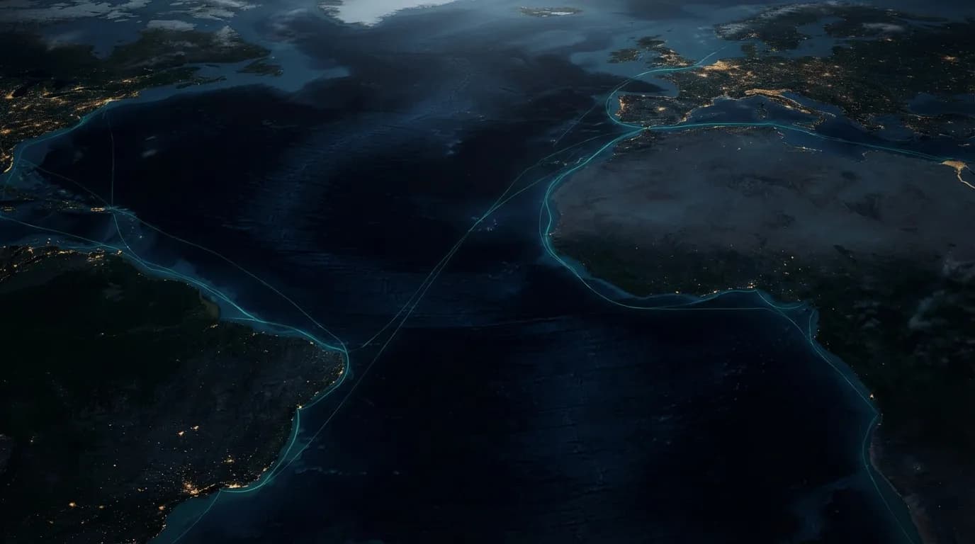Map showing cocaine trafficking routes from South America to Europe